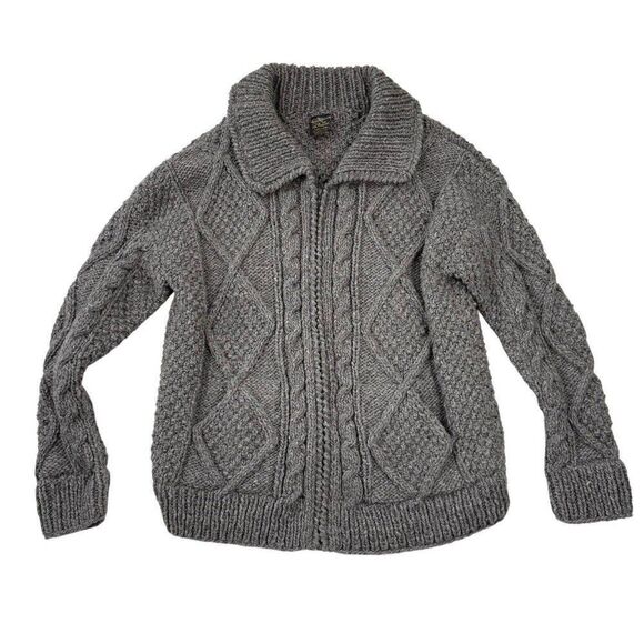 Andes Native Roots Cardigan Sweater Chunky Cable Knit Shawl Collar Llama Wool L - Picture 1 of 9